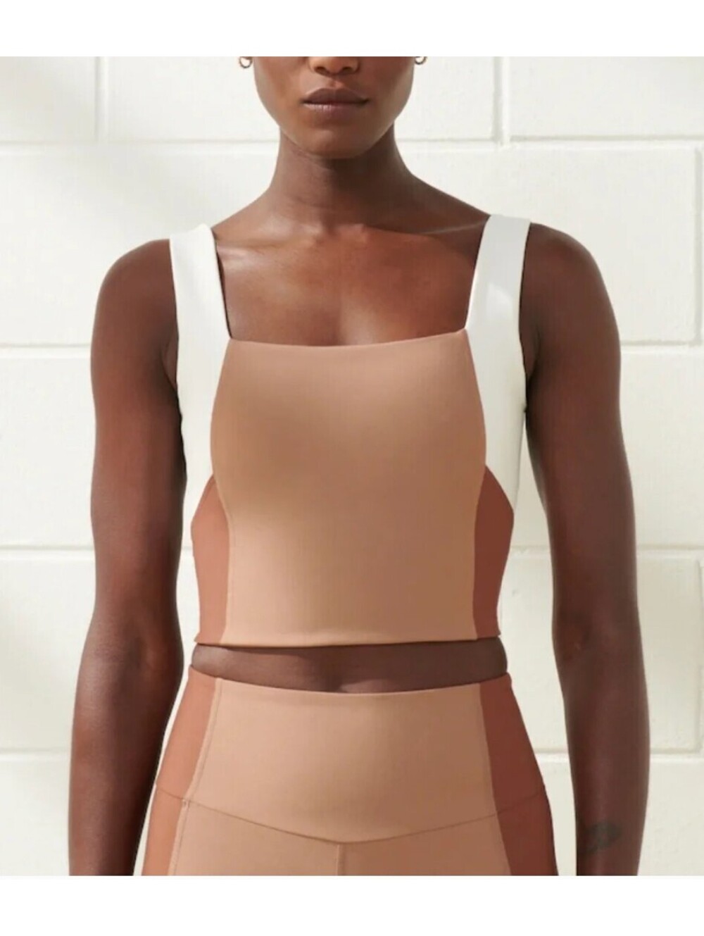 Abercrombie YPB sculptLUX Squareneck Slim Tank S Colorblock Sports Bra Top NWT